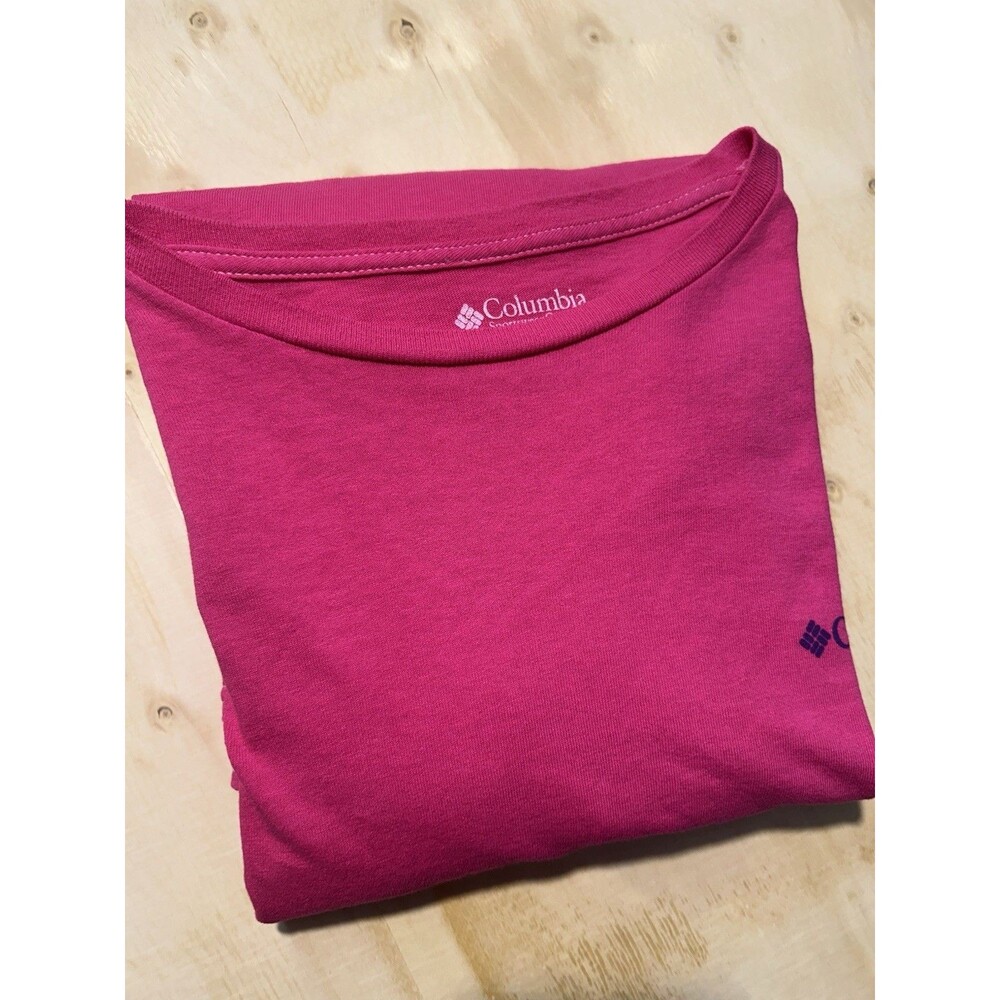 Columbia Men's Pink Logo Cotton Knit Long Sleeve Crew Neck T-Shirt XL